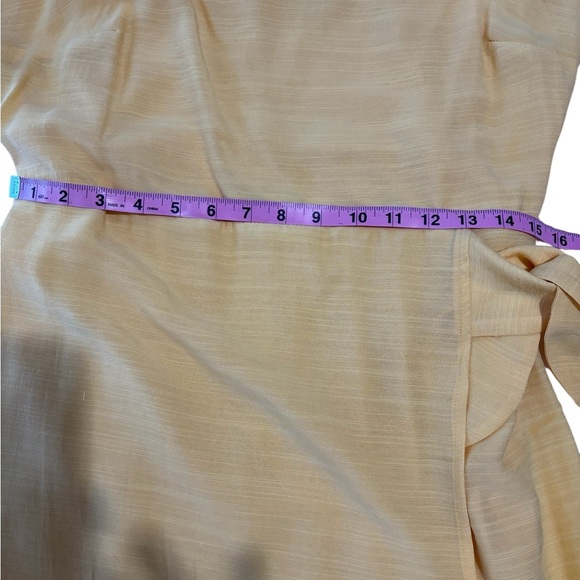 Nine West Side Tie Faux Wrap Sundress Yellow Women’s Large Adjustable Straps - Picture 8 of 11